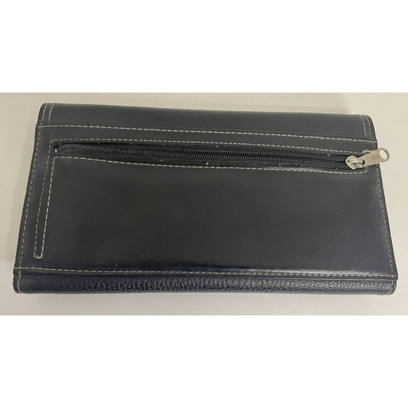 ESPRIT Womens Black Faux Leather Tri-Fold Wallet VTG 90s 12 Card Holder Photo ID - Picture 7 of 16